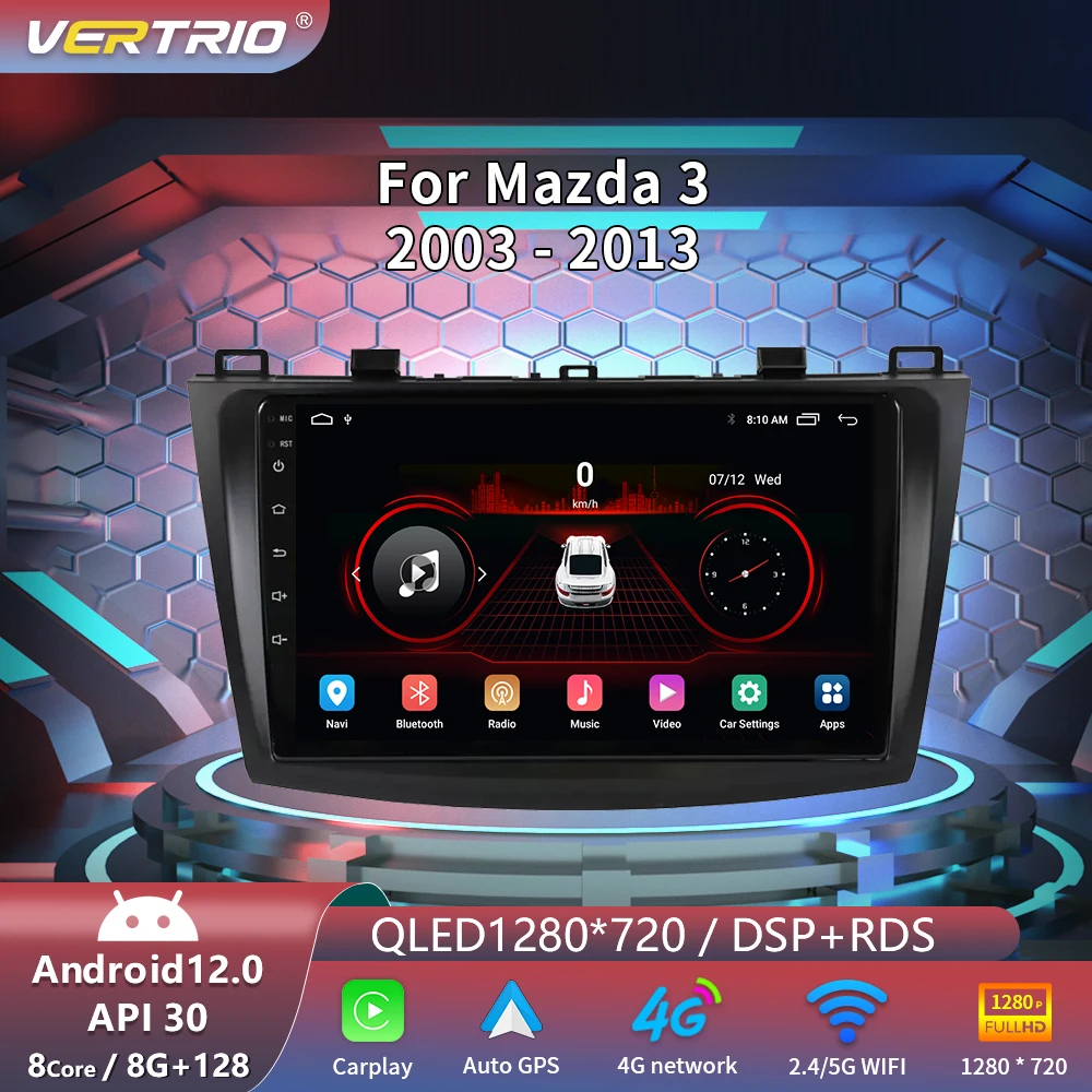 Android 12 For Mazda 3 2003 - 2013 Mazda3 Car Radio Multimidia Video Player Navigation GPS Stereo 2din Head Unit 4G Carplay DPS