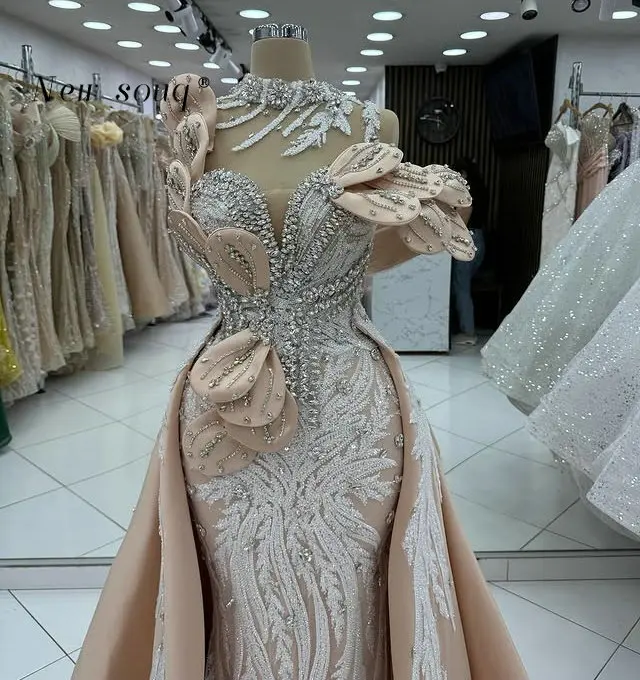 

Длинные вечерние платья цвета шампанского по индивидуальному заказу, 2026, элегантные кристаллы, расшитые бисером и блестками, верхняя юбка, церемониальные вечерние платья