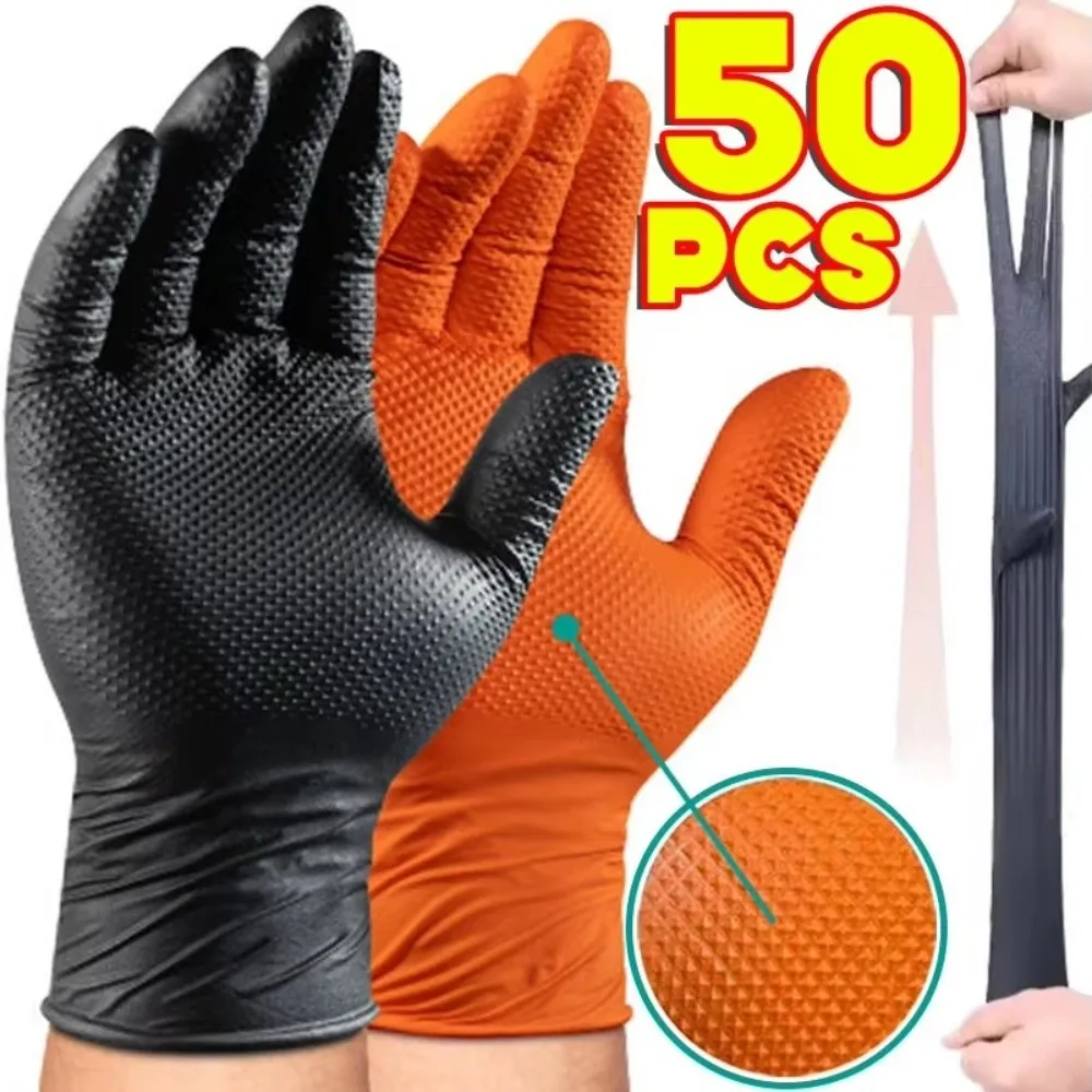

Diamond Grip Heavy Duty Nitrile Gloves​​ Reinforced Palm​​ Rubber Mechanics Gloves Wear-resistant Oil-proof Gloves Heavy Duty