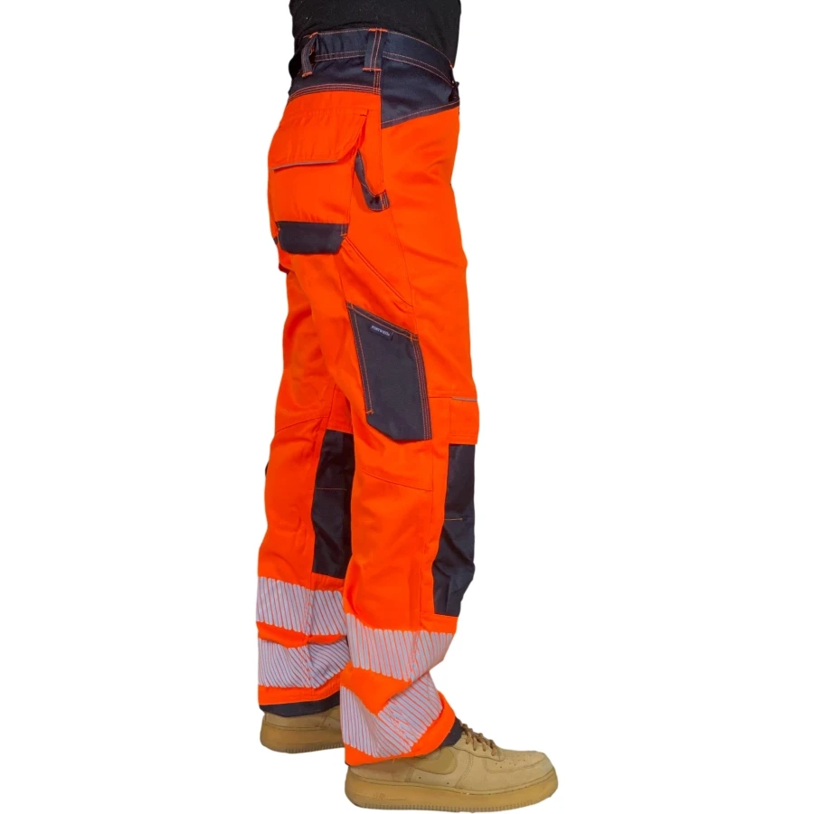 Pantalon Cargo en Coton à Rayures pour Homme, Vêtement de Travail de Construction, Multi-Poches, Sécurité FjSafety