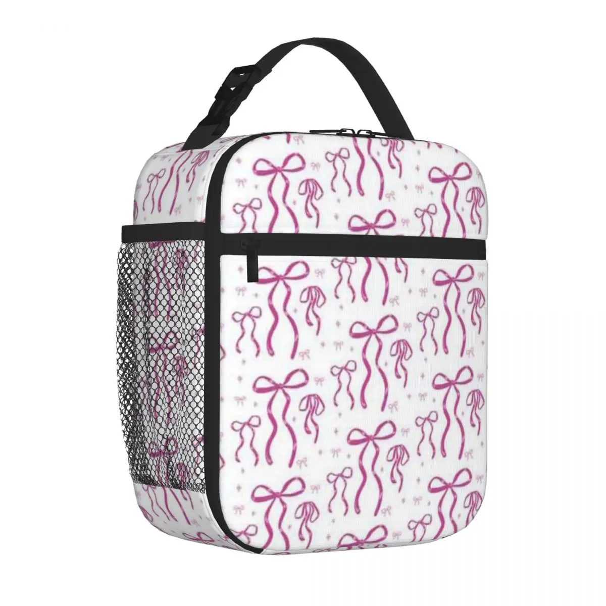 Bestselling Dark Pink Ballet Ribbon Foldable Design Lunch Box Bag Business Travel Meal Durable Lunch Bag