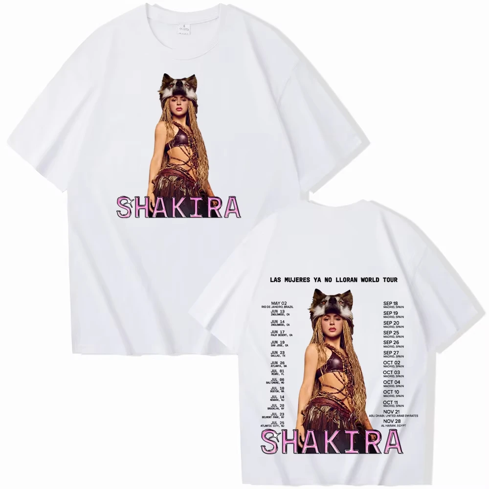 Shakira 2026 World Tour Fans Support Pure Cotton T-shirt Summer Men's Women's Oversized Loose Streetwear Y2k Style Round Neck