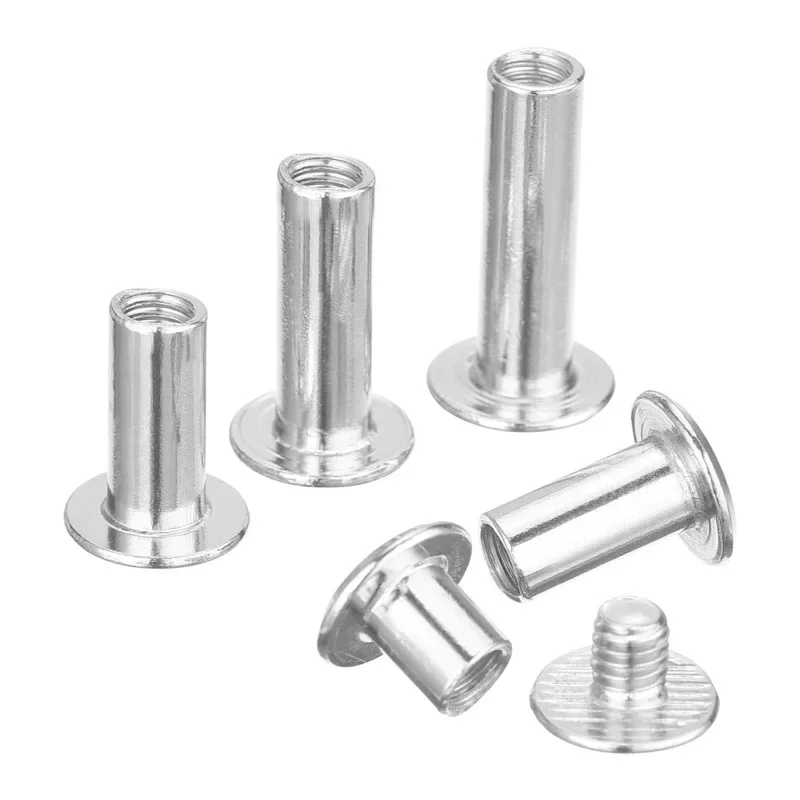 80Pcs Studs Rivets Snap Rivet Bolts and Nuts M5 6/10/12/15/18mm Books Butt Screw Photo Album Binding Screw Fasteners Kit