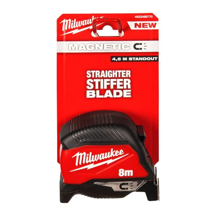 Milwaukee 4932498770A 8M Measuring Tape Heavy Duty Magnetic Hook Shockproof Tape Measure for Construction & Woodworking`