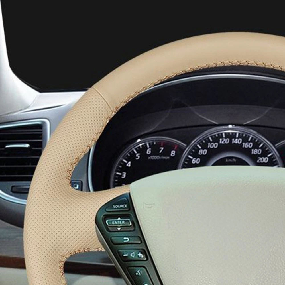 Car Steering Wheel Cover Non-Slip Beige Artificial Leather For Nissan Teana 2008-2012 Murano 2009-2014 Quest 2011-2017
