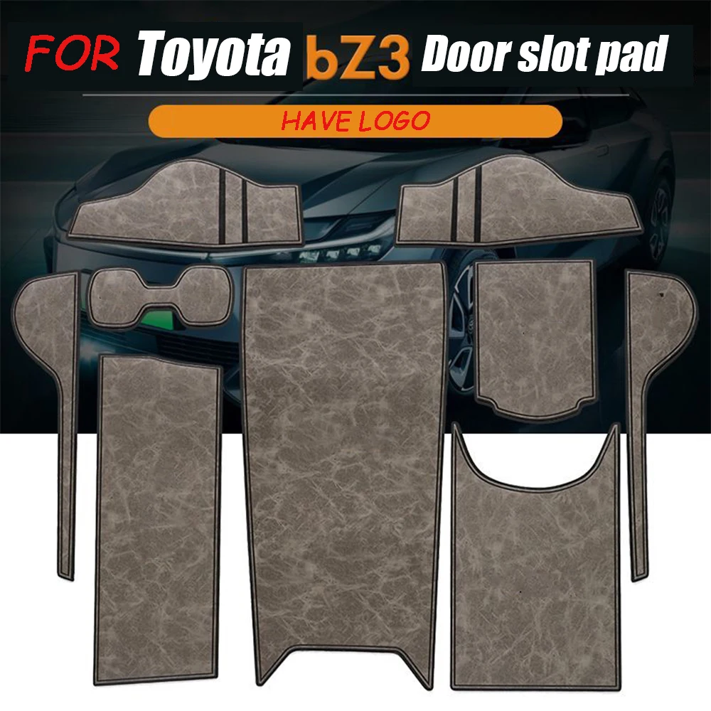 Leather For Toyota Bz3 2023 Car Anti-Slip Gate Slot Cup Pad Mat Door Groove Non-Slip Pad Water Coaster Protect Accessories