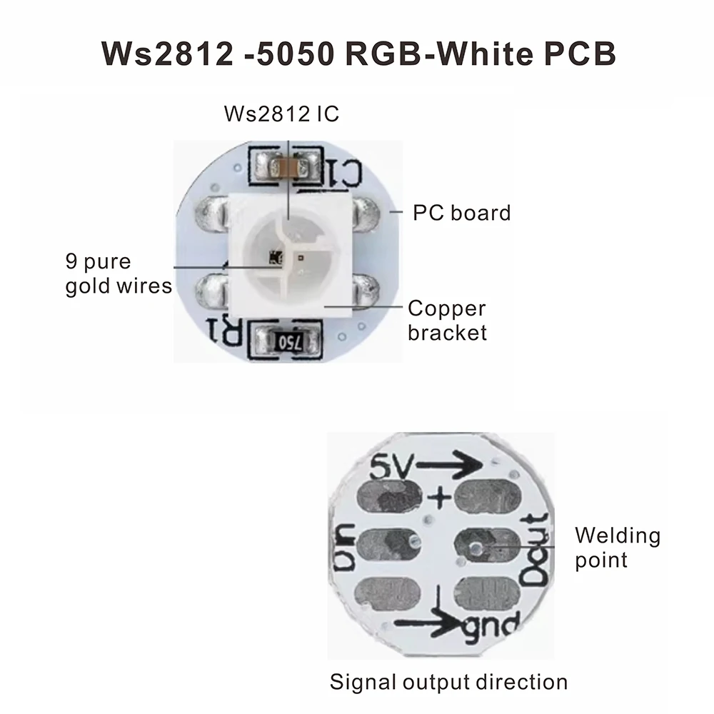 Módulo LED presoldado 5050 DC5V WS2812B RGB IC cadena 10cm cable WS2812 IC píxeles LED por cadena direccionable individualmente 2812
