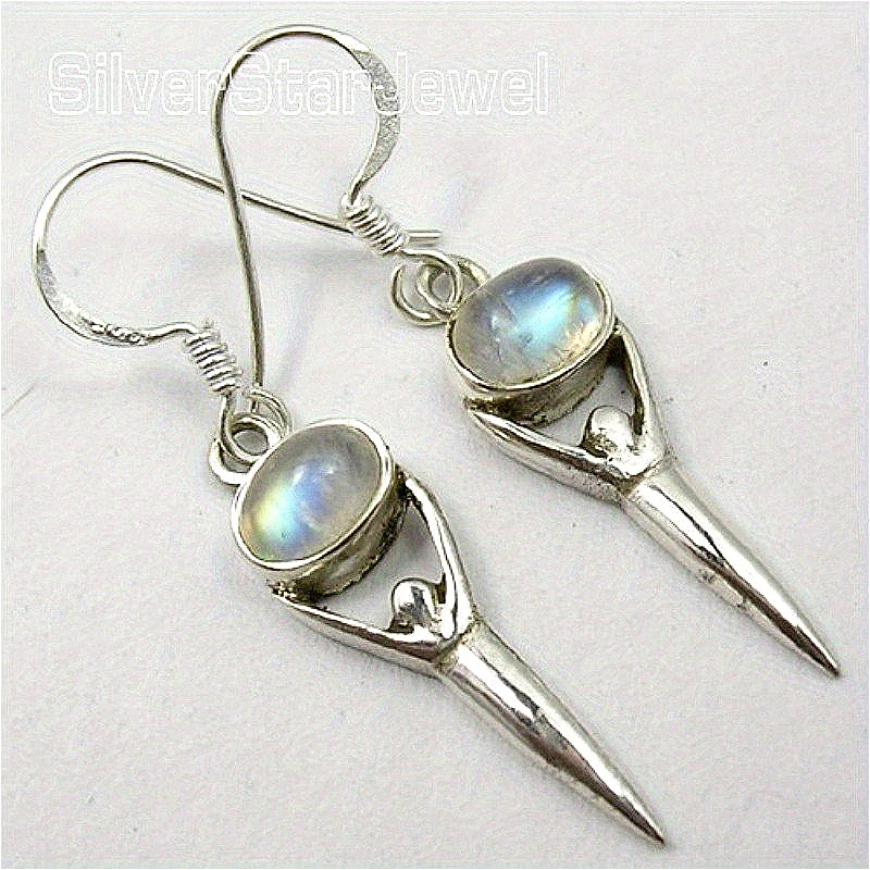Vintage-Ohrringe mit eingelegtem synthetischem Mondstein, versilbert, für Damen, elegantes Temperament, Hochzeitstag, Schmuck, Geschenk