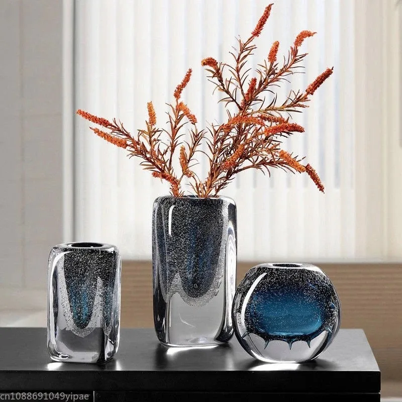 Czech Crystal Bubble Vase Light Luxury High-end Living Room Study TV Cabinet Tabletop Decoration Glass Material