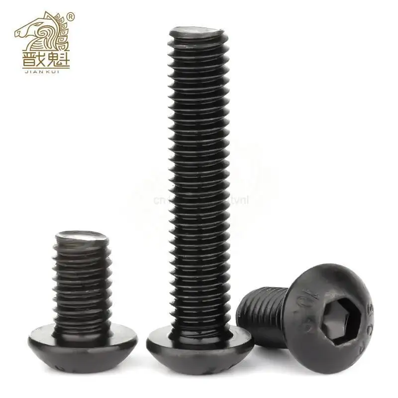 10-50pcs/lot ISO7380 Hex Screw M2 M2.5 M3 M4 M5 M6 M8 Black Button Head Hex Socket Cap Screw Hexagon Socket Round Head Screws