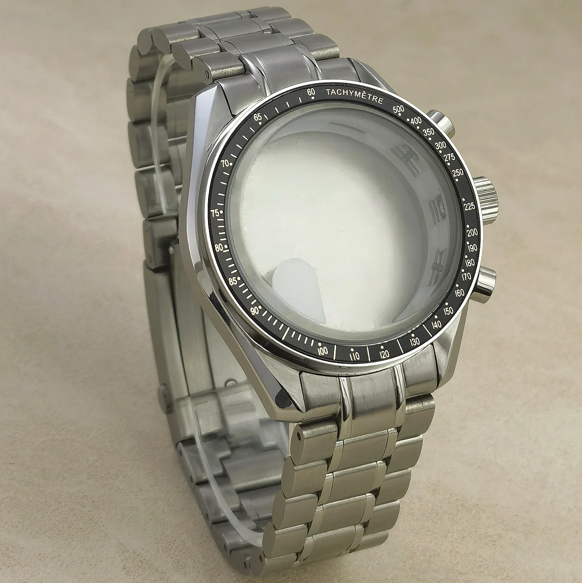 VK63 40 مللي متر حافظة من الفولاذ المقاوم للصدأ حزام VK63 حافظة القمر الغطاء الخلفي صالح VK63 حركة الكوارتز الذهب كلمة الحافة ساعة اكسسوارات