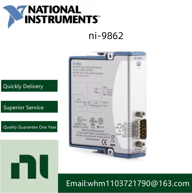 

NI 9862 single-port, high-speed NI-XNET CAN C Series Module 781639-01