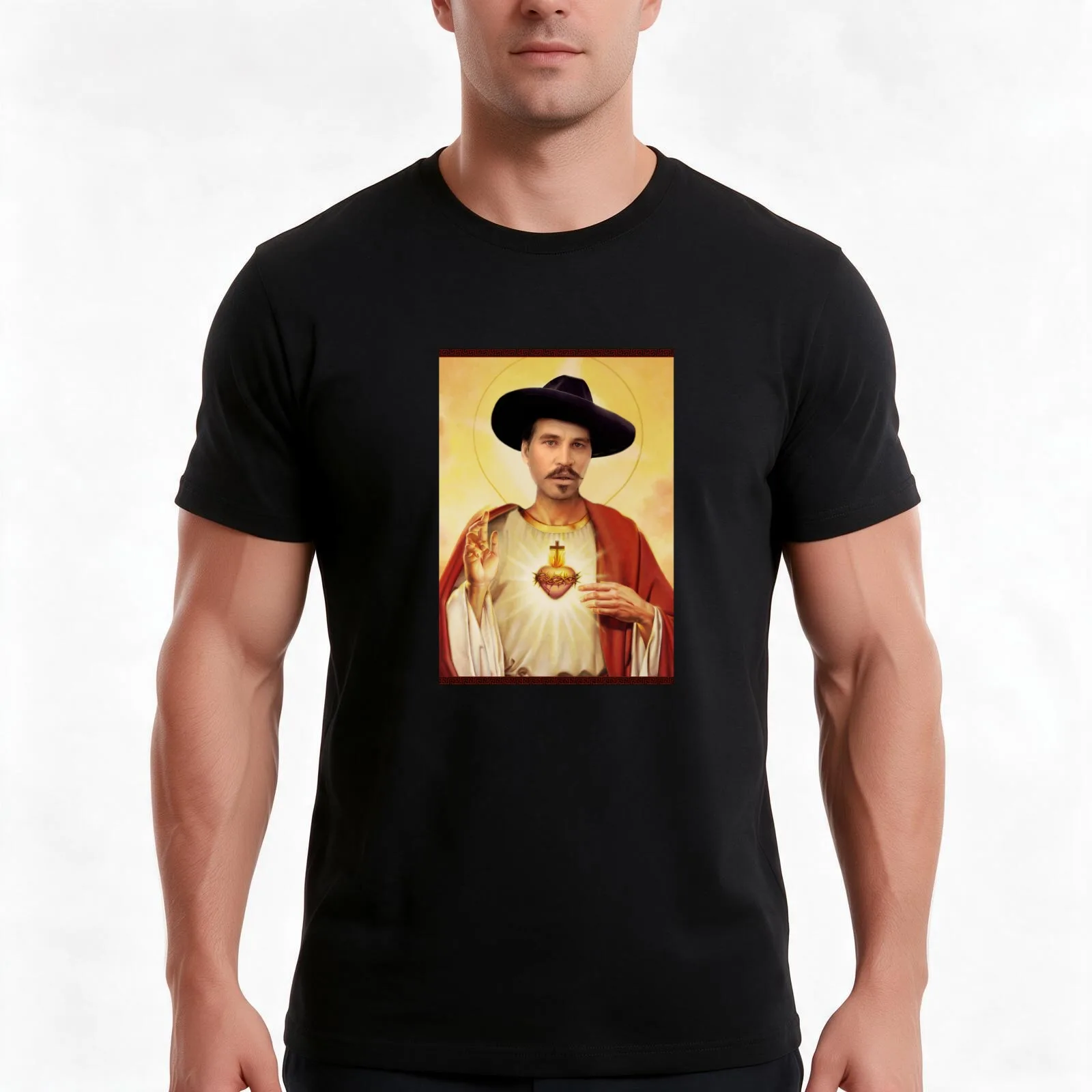 Saint Doc Holliday T-Shirt, Summer Casual Cotton Tee, Oversized Streetwear Tops, Vintage Graphic Print, Loose Fit Short Sleeve