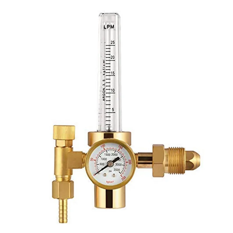 AR191 Argon Regulator CGA580 Male Thread Full‑Brass Argon Gas Pressure Gauge Reducer for TIG Argon Arc Welding