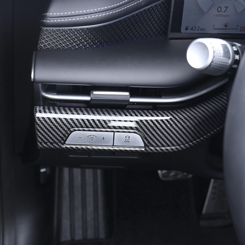 ل Genesis G80 RG3 2025 LHD ألياف الكربون سيارة الداخلية ABS العلوي تعديل غطاء أزرار ملحقات الكسوة