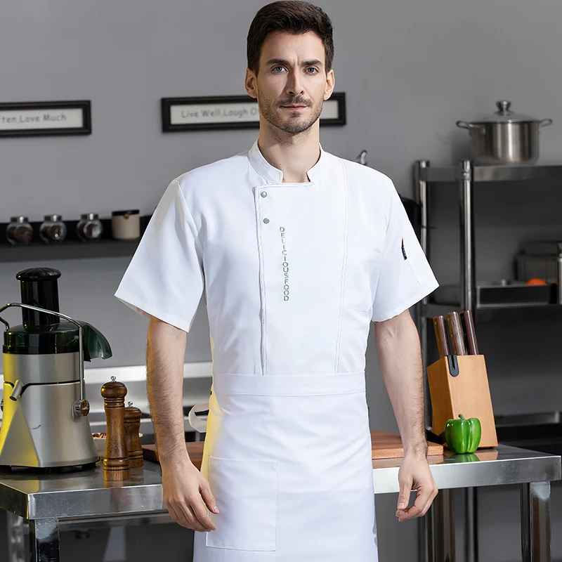 Uniforme de service alimentaire, vêtements de cuisine d'hôtel, chemise de cuisinier, salopette de restaurant grande taille, veste de chef padique