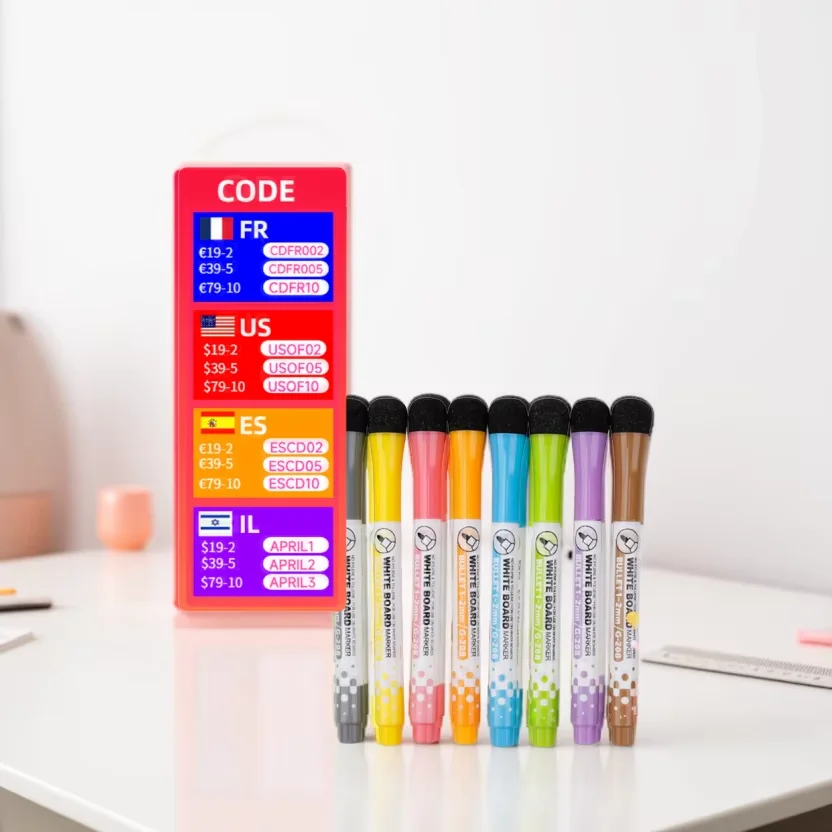 Gxin G-208 8Pcs Erasable Markers Set Colors Magnet Whiteboard Ink Pens School Teacher Resources Graffiti Drawing.Color Markers.