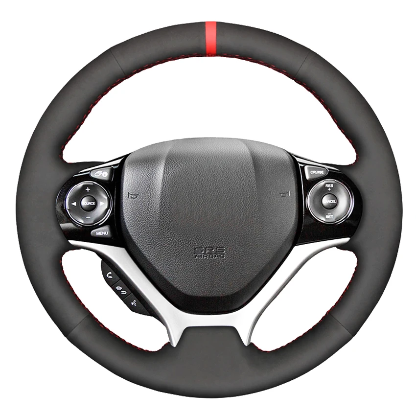 

Черная замша ручная строчка искусственная кожа для Honda Civic 9 2012 2013 2015