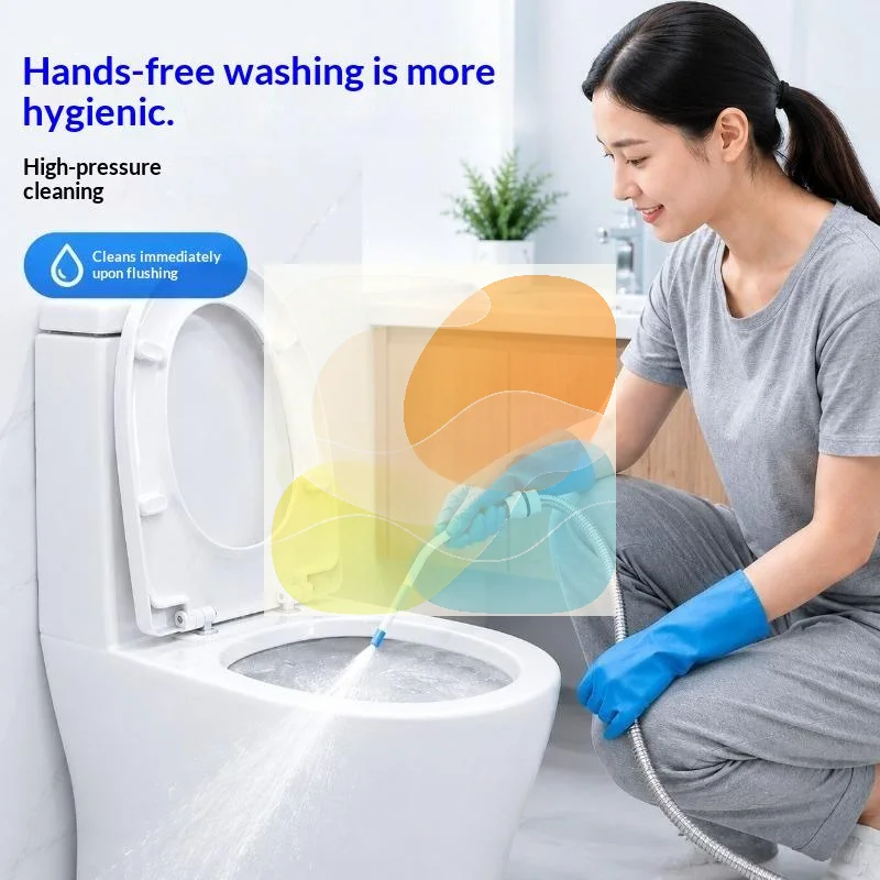 Leakproof High Pressure Toilet Cleaning Nozzle Elongated Curved Shower Sprayer for Bathroom Gap