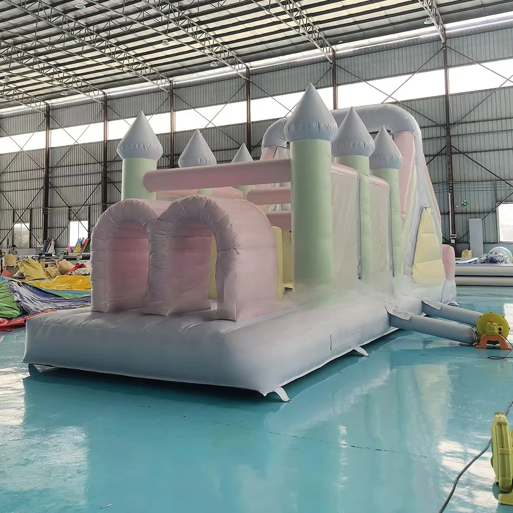 Inflatable obstacle course with slide