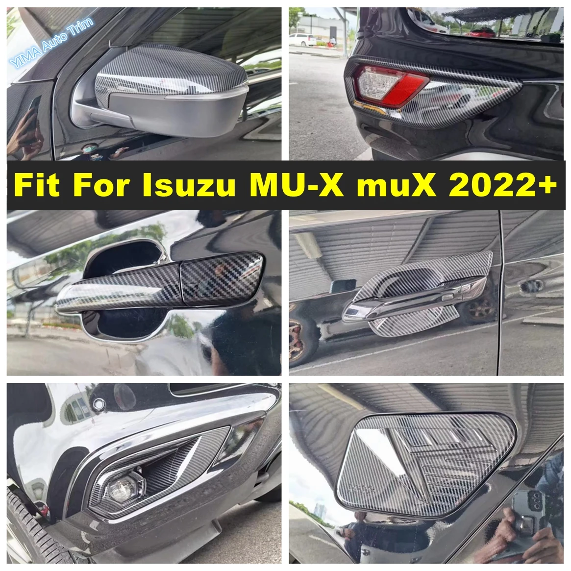 

Rearview Mirror / Rear Fog Lights / Oil Gas Tank Cap Cover Trim Carbon Fiber Exterior For Isuzu MU-X muX 2022 2023 Accessories