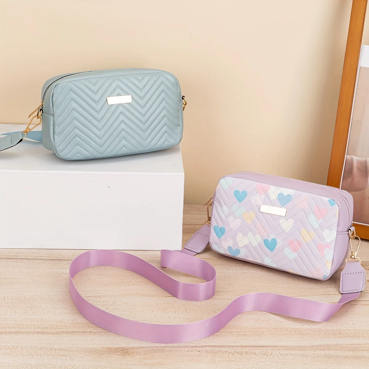 Mini-Mode-gesteppte Umhängetasche, trendige PU-Umhängetasche, lässige Handtasche und Handy-Geldbörse für Damen – Detail 4