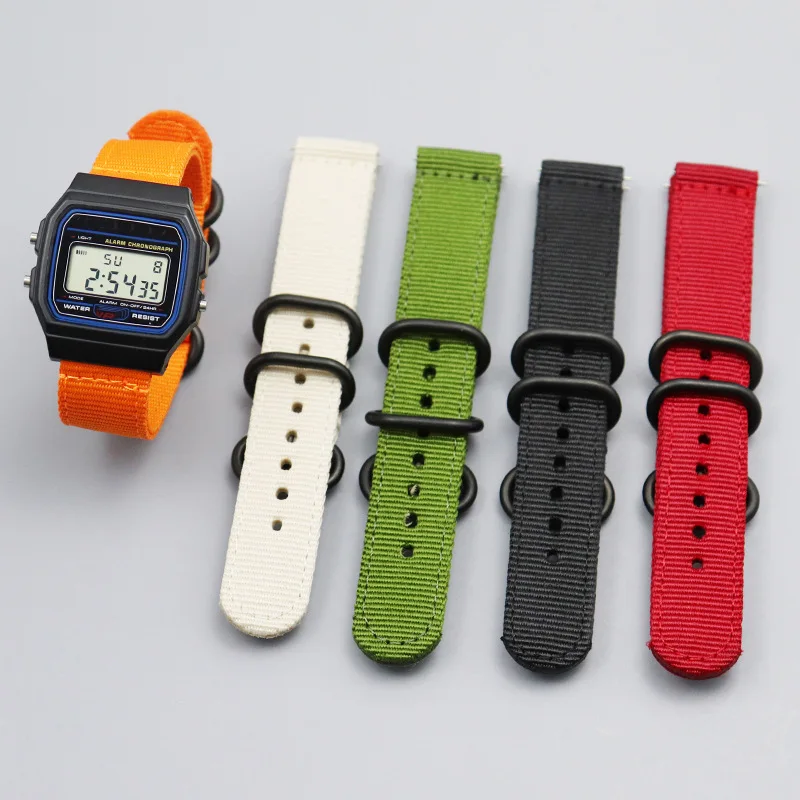 Nylon Watchand Strap For Casio F84/F91/F91W/F94/F105 Replace Band 18mm Universal Wristband Quick Release Belt Accessories