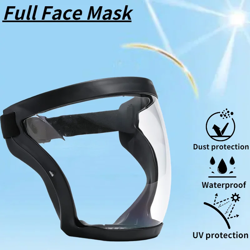 Masque facial transparent, bouclier intégral, lunettes de sécurité, protection des yeux, coupe-vent, anti-poussière, anti-éclaboussures, outil de