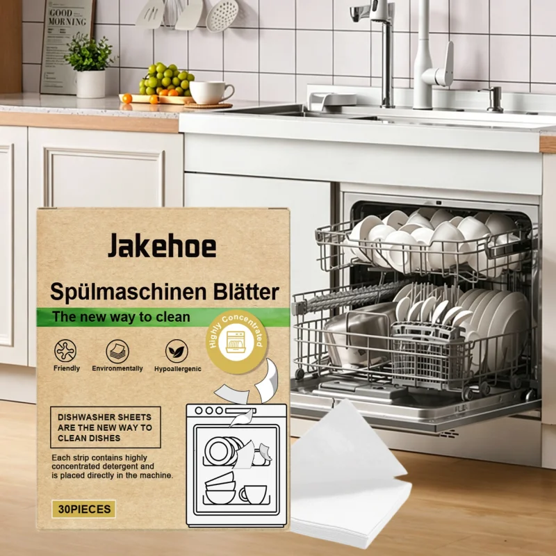 Dishwasher Cleaning Sheets Detergent Powerful Grease Stain Remover Mild Brighten Tableware Gentle Household Dish Washing Cleaner