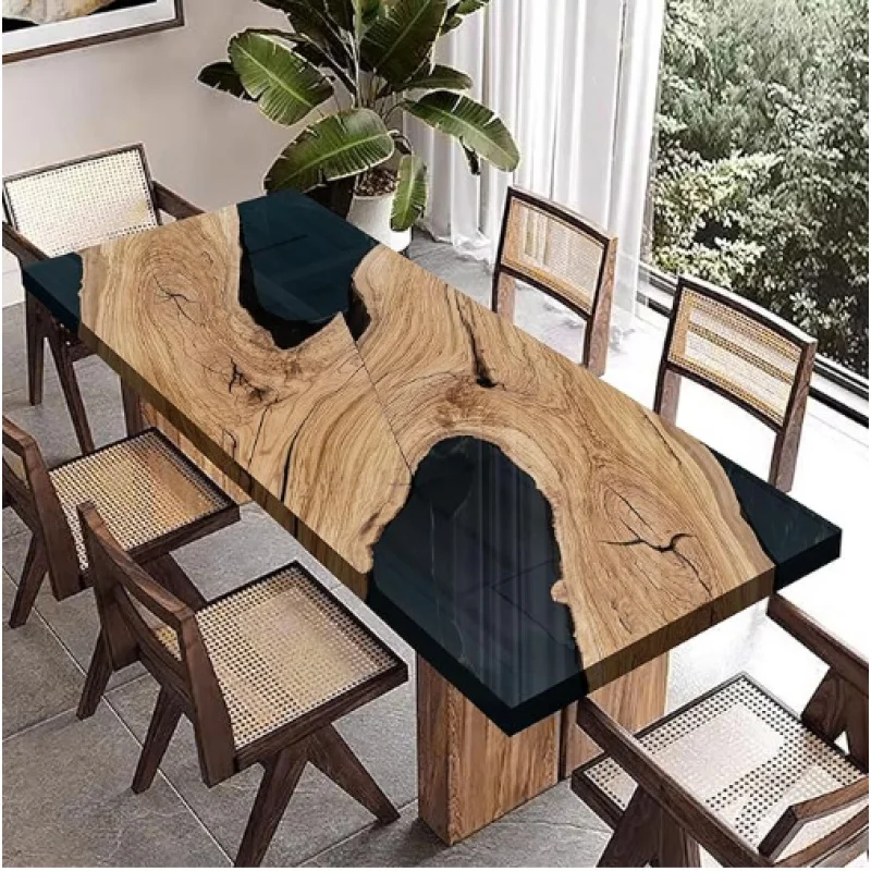 custom.Custom Epoxy Resin and Wood Dining Table Modern Living Room Furniture