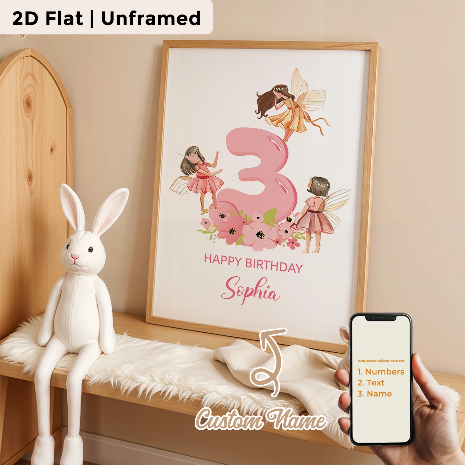 Personalized Custom Name Fairy Celebration Wall Art Print Picture Canvas Poster Painting For Living Room Home Decor Gift