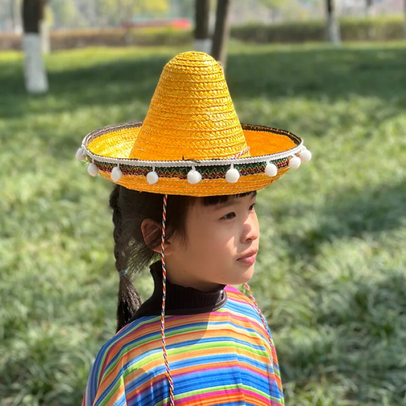 

35cm Diameter Mexican Sombrero Hats Festival Men and Women Ethnic Children's Performance Halloween Hat Carnival Caps