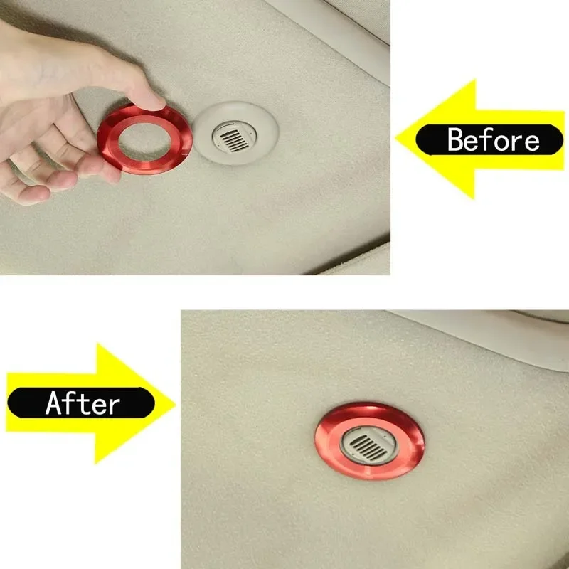 

1Pcs aluminum alloy red For 2003-2007 Hummer H2 car styling roof microphone decorative ring sticker car interior accessories