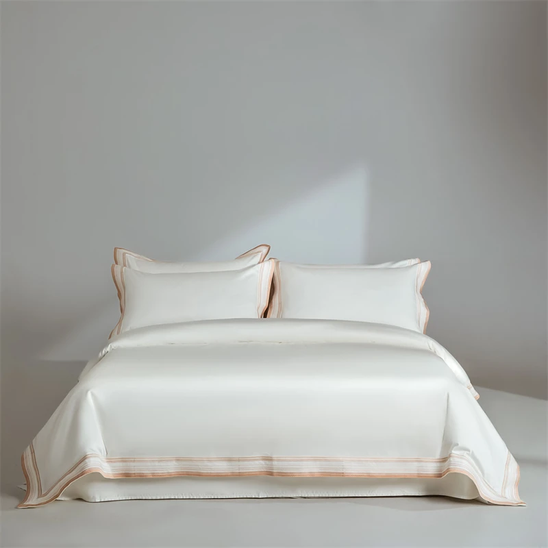 

White 600TC Egyptian Cotton Hotel Bedding Set Collection Double Queen King 4Pcs Soft Duvet cover Bed/Fitted Sheet Pillowcases