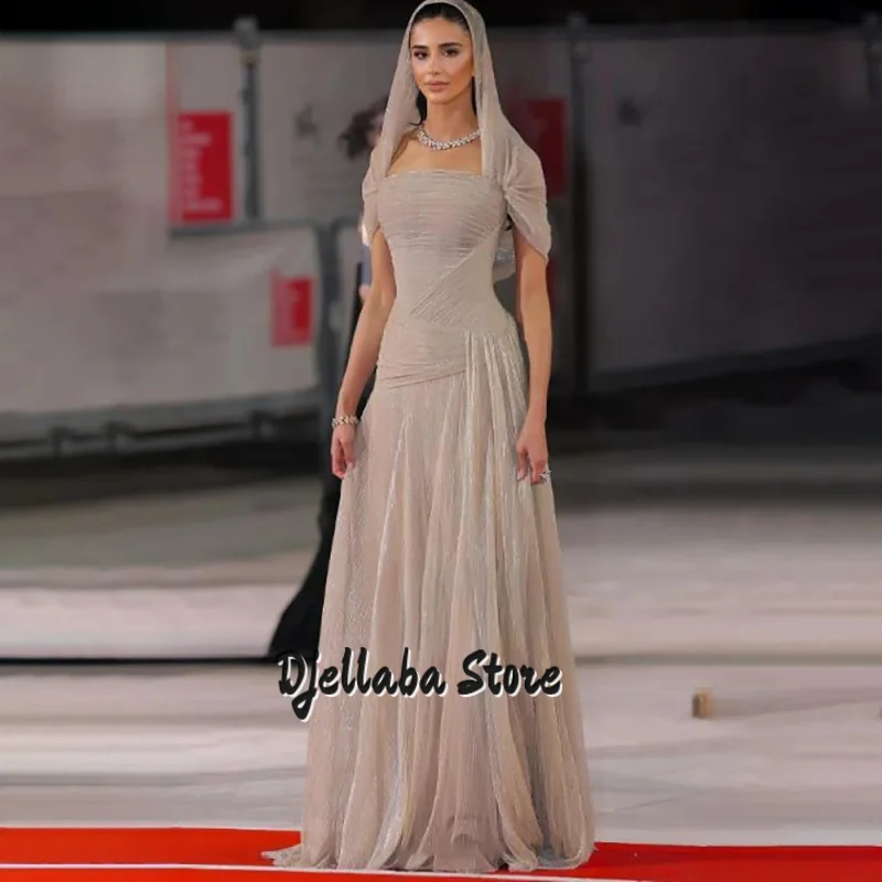 Saudi Arabia Evening Dress Ruch Off Shoulder Floor Length Princess Prom Dresses Pleats Illsion Arabia Party Gown Customized