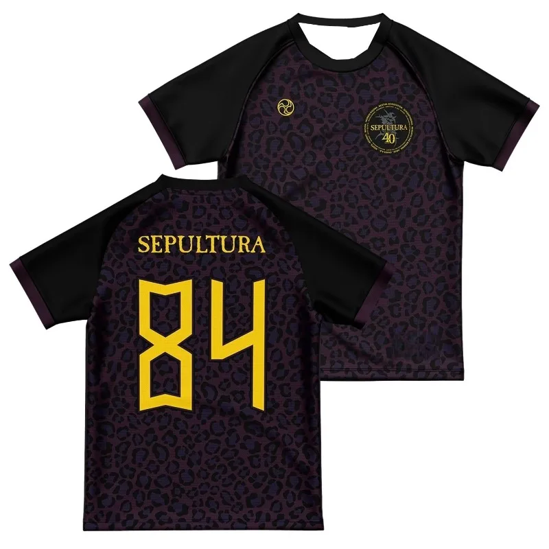2026 New Summer Outdoor Sepultura 84 Soccer Jersey Death Metal Band Graphic Tee Breathable Summer Streetwear Top Men Women Kids