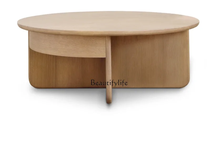 

FG28Cream wind solid wood ash wood coffee table living room household wabi sand wind small apartment log coffee table