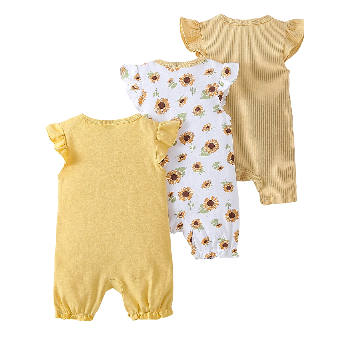 3-Pack Newborn Baby Girl Rompers, Cute Flower Print Short Sleeve Bodysuits, Easy On/Off, Breathable & Comfy, Daily Outfit & Hospital Bag Essentials