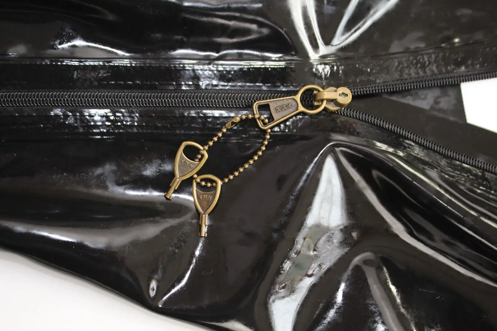 잠금 장치가 있는 라텍스 핸드 캣수트, 지퍼 핸드 바디 수트, 맞춤 제작, 0.4mm