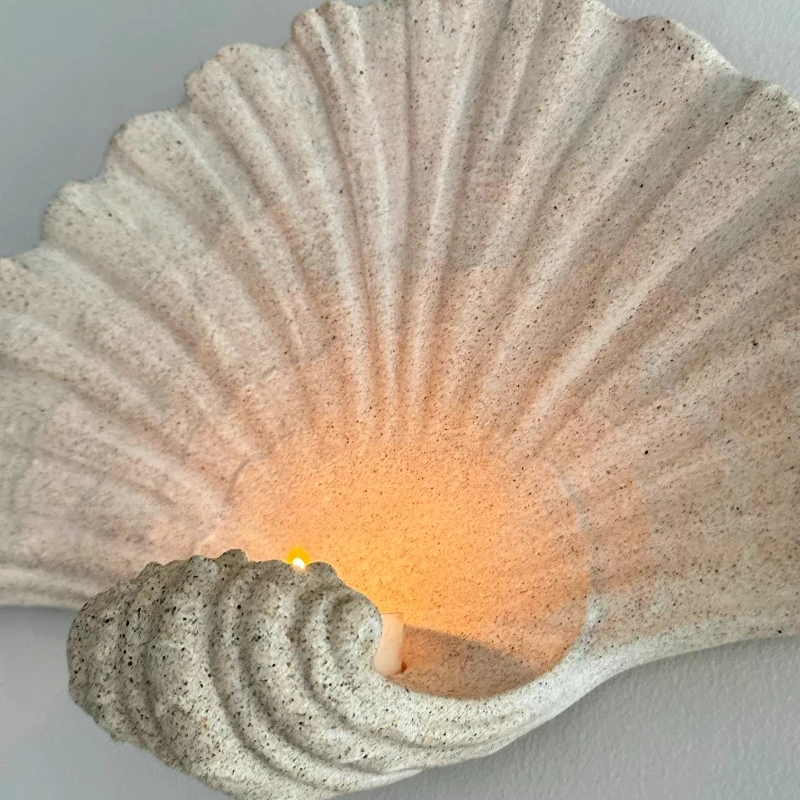Factory Direct 2026 Natural Seashell & Sandstone Candle Holder Handcrafted Coastal Decor with Starfish & Coral Beach Style
