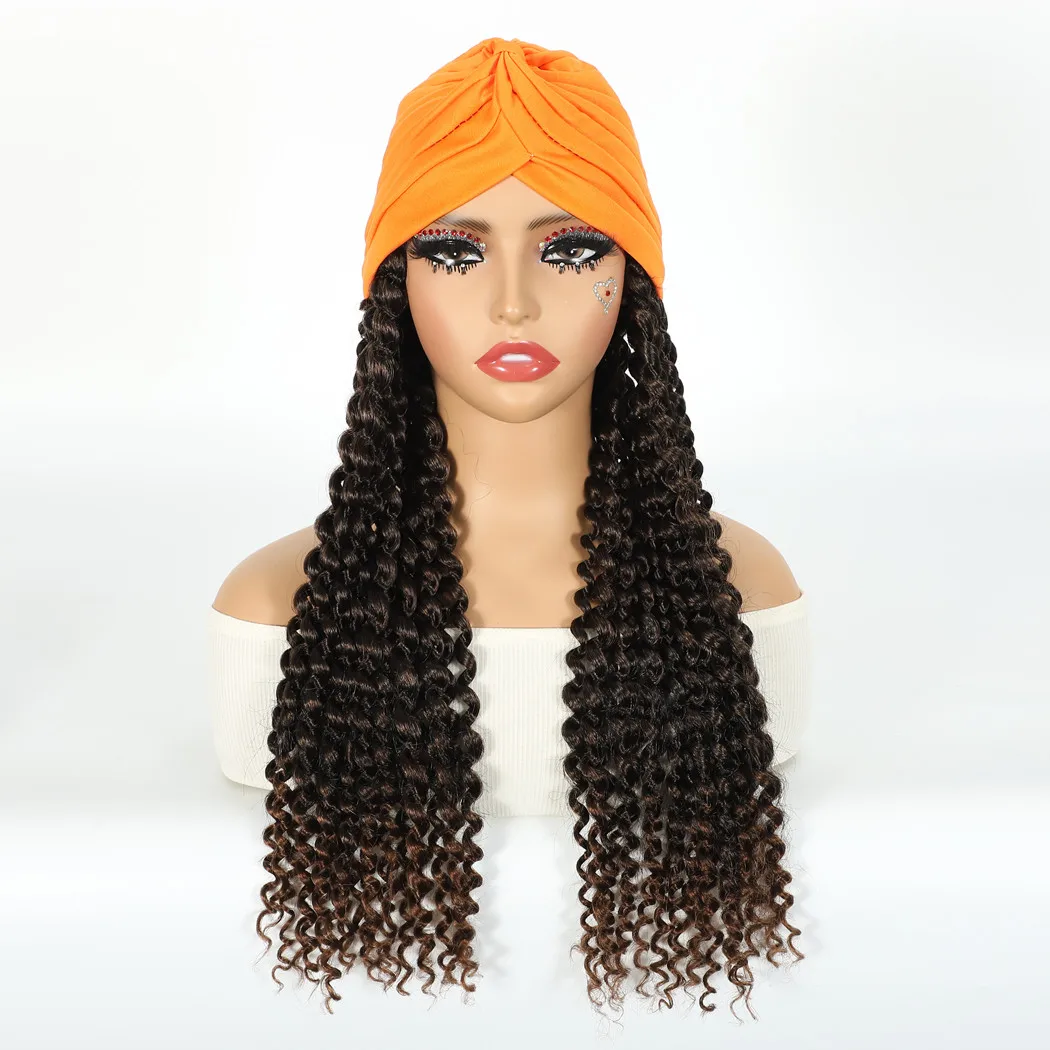 

Synthetic Hat Wig Color T2#/4# Crochet Braid Hair Synthetic Wig for Women Middle Length High Temperature Fiber Synthetic Hair