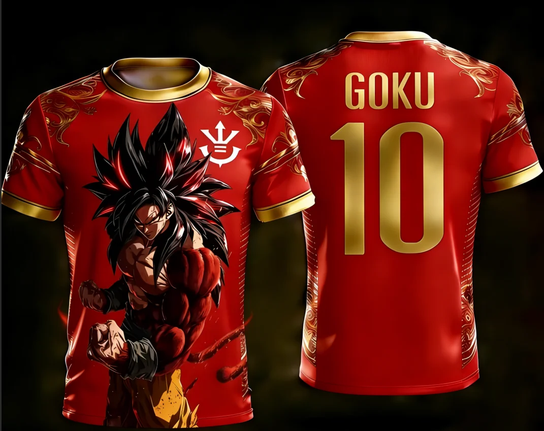 2026 Dragon Ball Official Licensed 3D Print Goku No.10 Soccer Jersey Training Wear Family Set S-6XL 90cm-160cm Stylish Tops