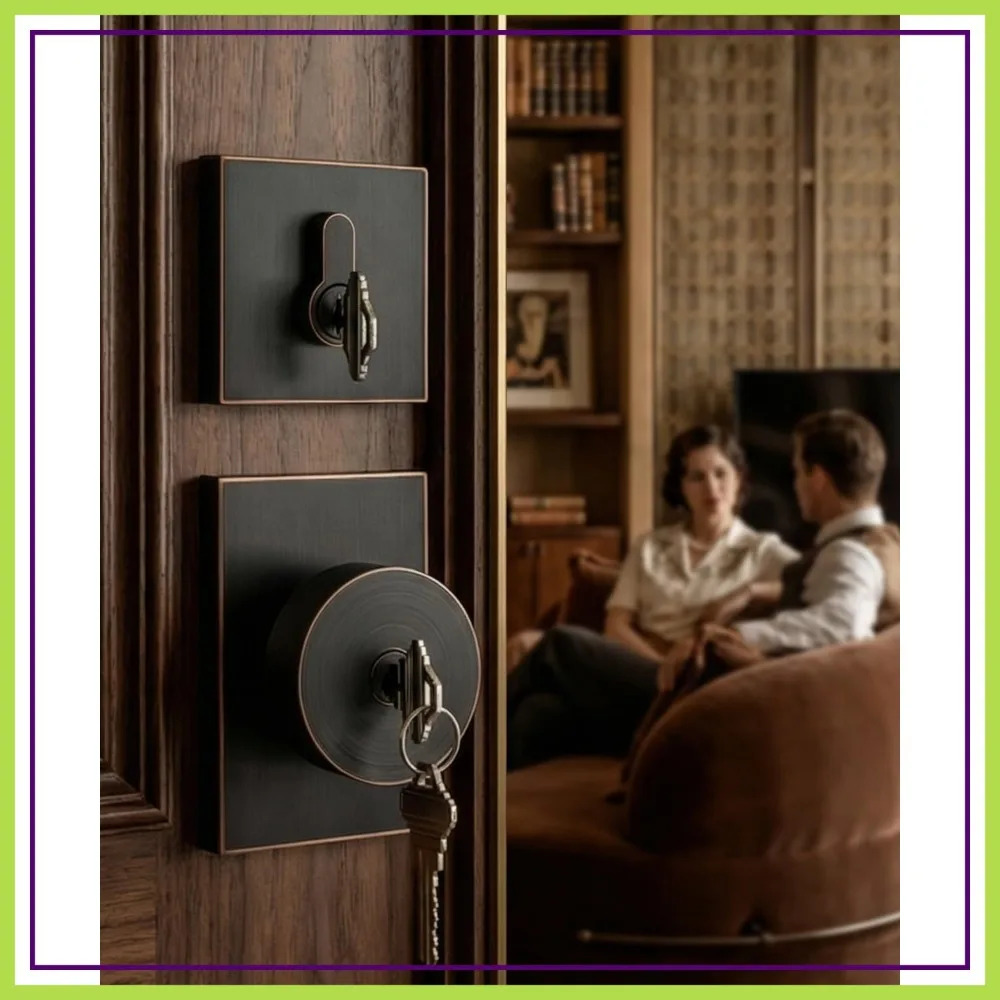 

Oil Rubbed Bronze Door Knob with Deadbolt, Zinc Alloy Keyed Alike Exterior Lock Set, Heavy Duty Front Door Lock, Reversible