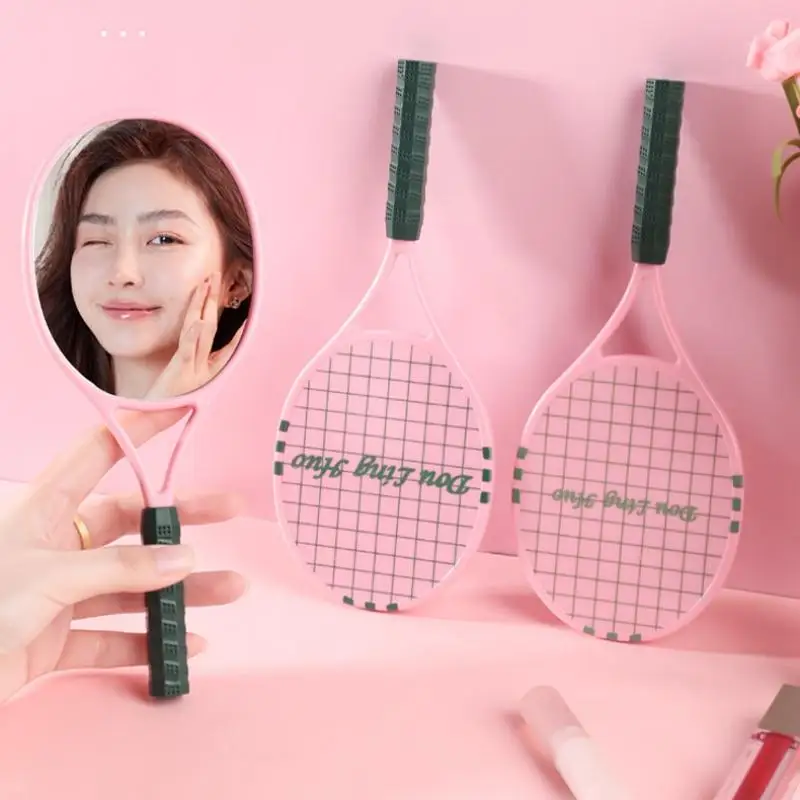 /Vly/Tennis Racket Handheld Vanity Mirror SPA Salon Makeup Hand Mirror Handle Cosmetic Compact Mirror For Women 1Pcs