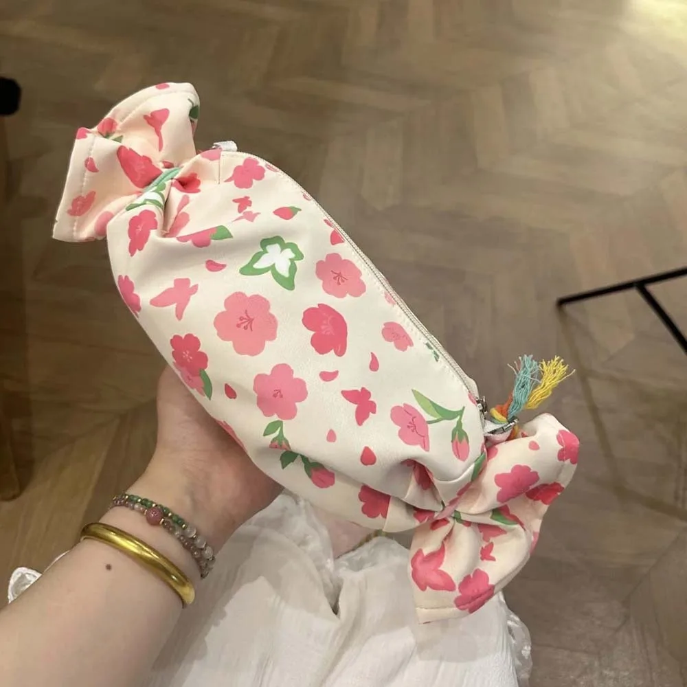 

Sweet Candy Design Shoulder Bag Macaron Color Canvas Sugar Shaped Crossbody Bag Storage Pouch Stripe Creative Bundle Pocket