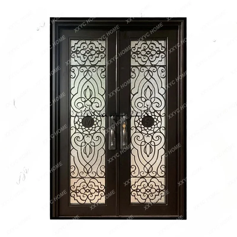 XXCustomization Best Price Grilles Design Main Entrance Wrought Iron Door Iron Sheet Gate Modern Wrought Iron Entry Doors