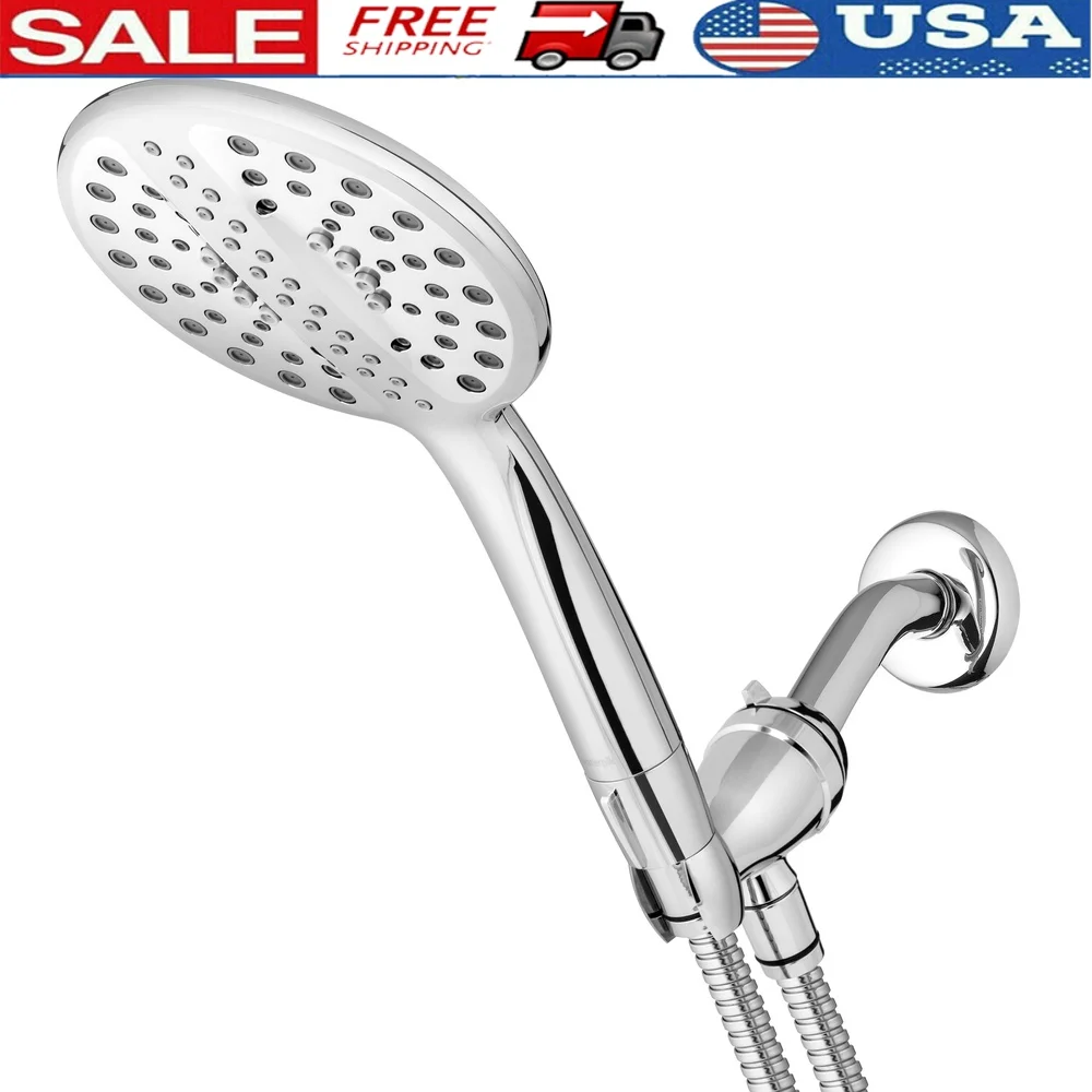 

Ручная насадка для душа с 5 режимами распыления, селектор на 360 градусов, импульсный массаж, гибкий металлический шланг, простая установка, релаксация