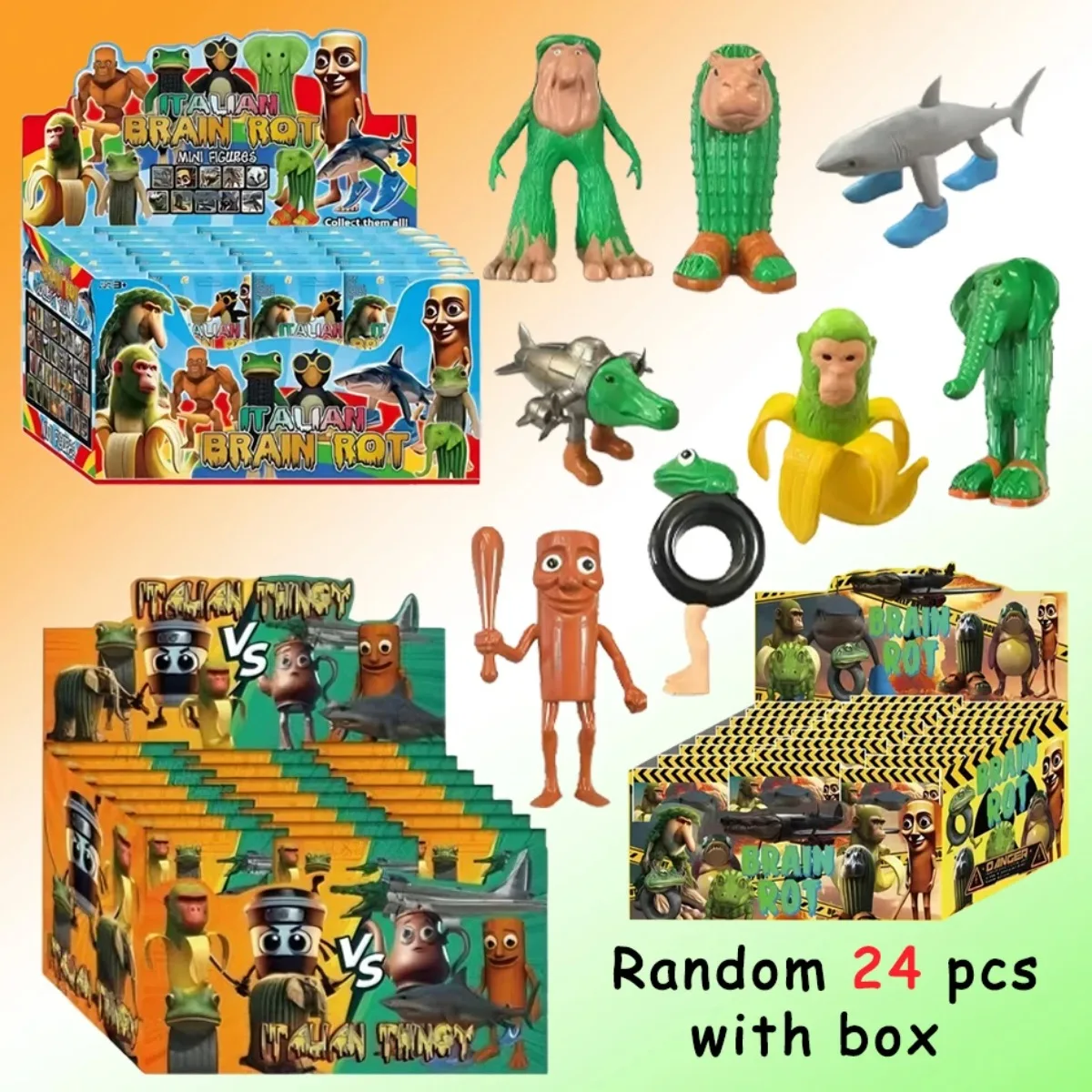 صندوق أعمى اللعب الإيطالية Brainrot Tung Sahur عمل الشكل مكتب الديكور الكرتون مضحك نموذج الديكور الاطفال الحقيبة العمياء الهدايا #2