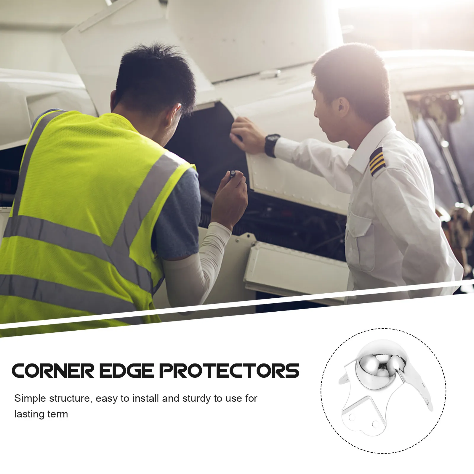 2Pcs Alloy Flight Box Corner Edge Protectors Metal Ball Corner Protector Silver Furniture Hardware Flight Box Hardware Kit