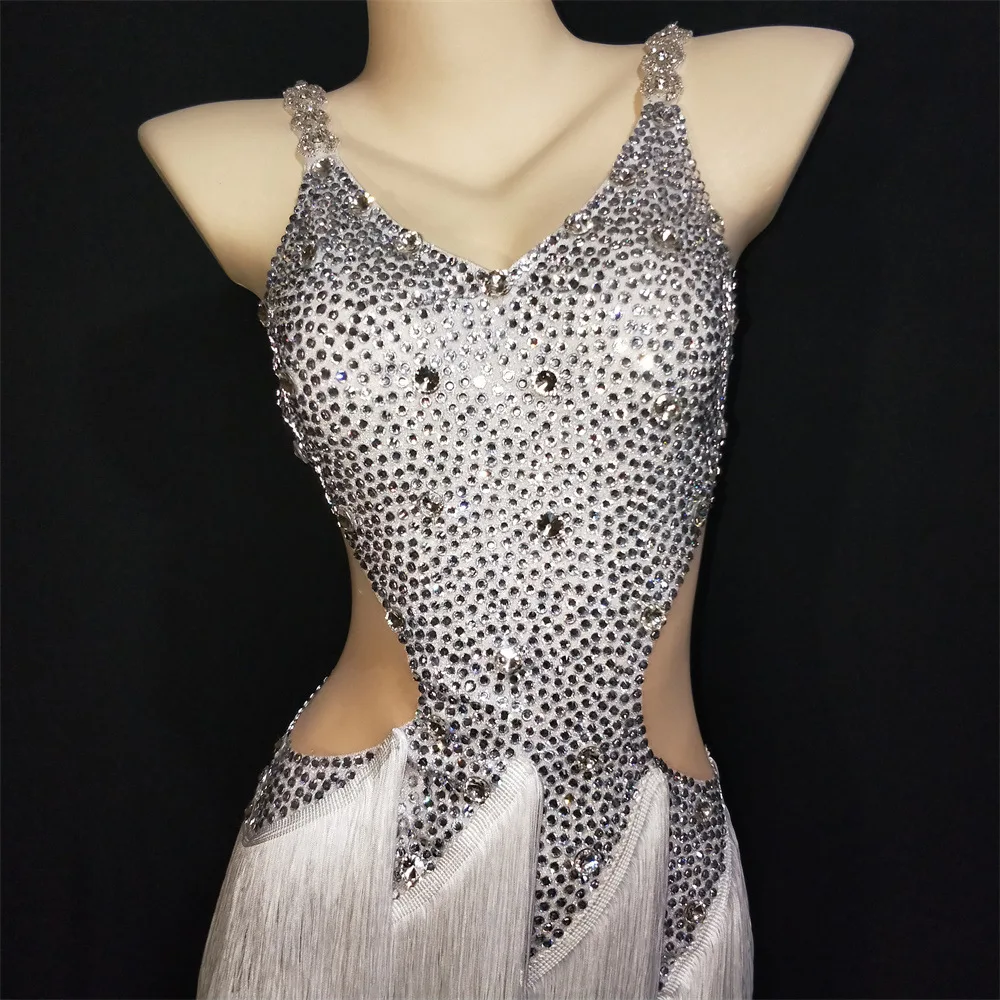Abito da performance sul palco con tutina sottile elasticizzata sexy con strass luminosi per feste in discoteca APIAbiti con strass